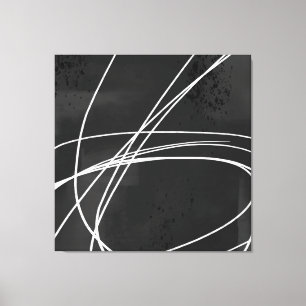 Toile Grand noir noir blanc moderne minimaliste Abstrait