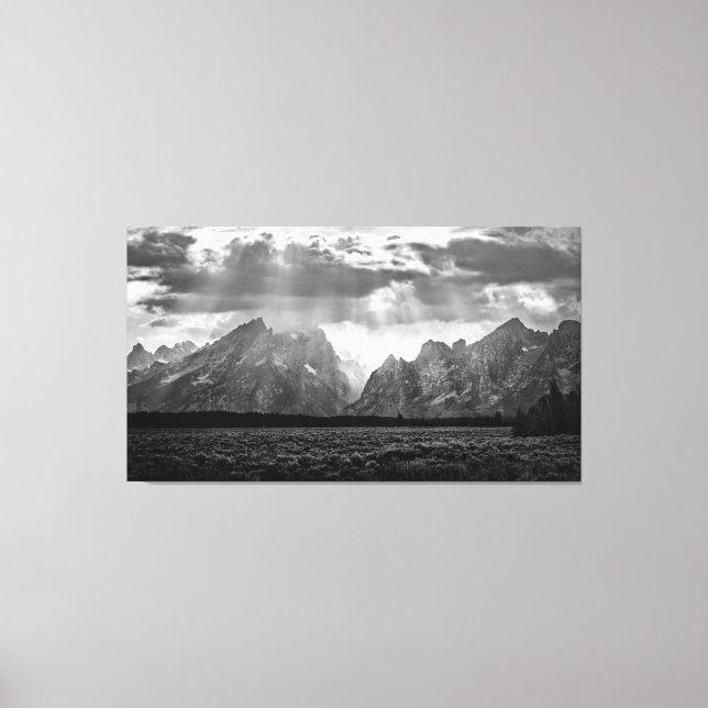 Toile Grand Teton Mountain Range en noir et blanc (Recto)