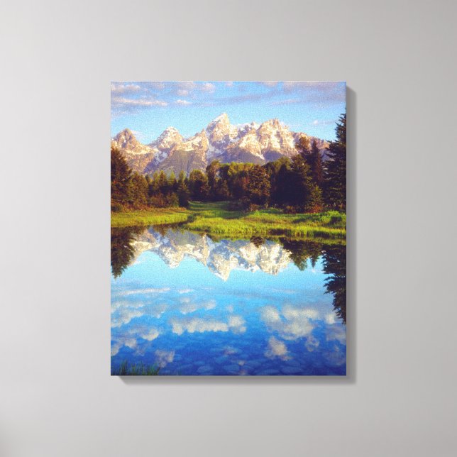 Toile Grand Tetons se reflétant dans la rivière Snake (Recto)