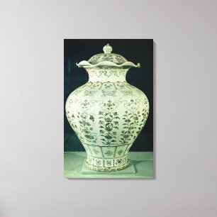 Toile Grand vase à "Kuoan" décoré des fleurs bleues