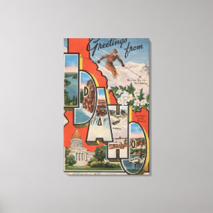 Toile Grande lettre ScenesIdaho de l'Idaho (ski)