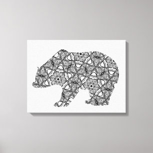 Toile Grande page de coloration pour adultes de l'Ours g