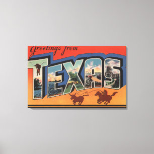 Toile Grandes scènes de lettre du Texas (cowboy Roping