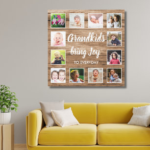 Toile Grandkids Citation Rustic Grange Wood 12 Photo Col