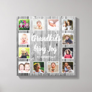 Toile Grandkids Citation Rustic Grey Wood 12 Photo Colla
