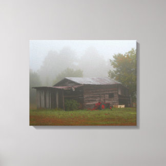 Toile Grange avec tracteur rouge