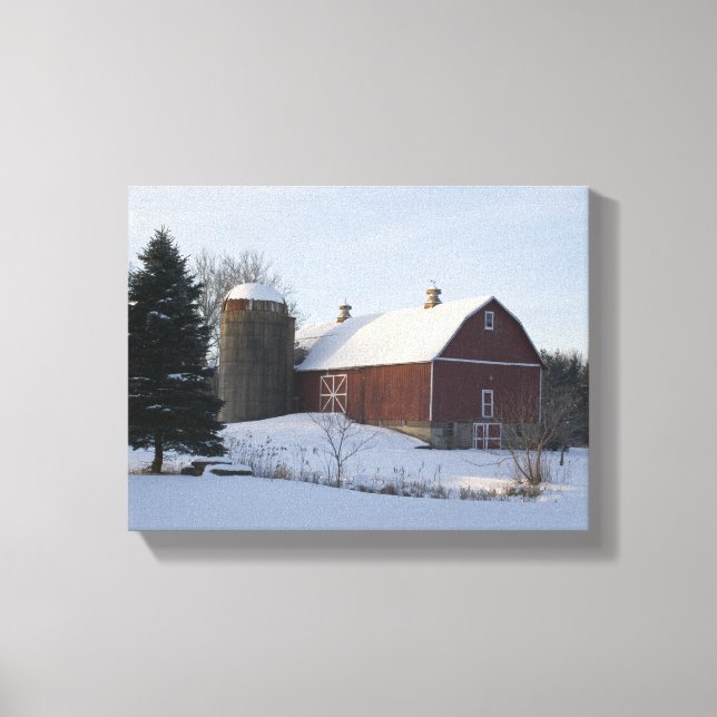 Toile Grange et silo d'hiver enneigés (Recto)