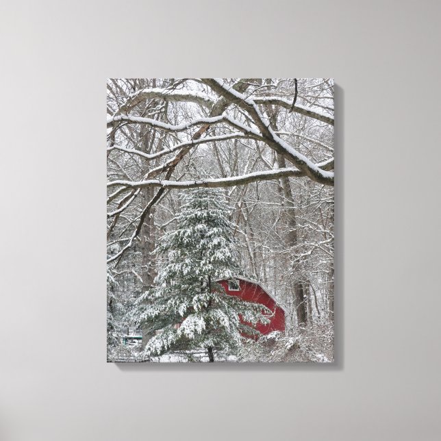 Toile Grange rouge neigeuse (Recto)