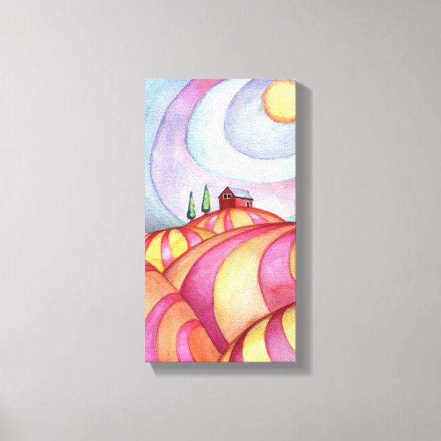 Toile Grange sur les collines aquarelle peinture sur toi (Recto)