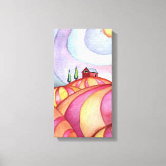 Toile Grange sur les collines aquarelle peinture sur toi