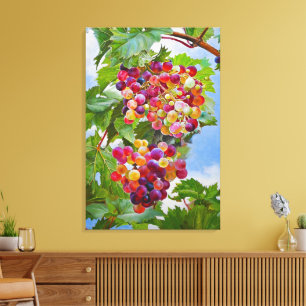 Toile Grapevine ensoleillée - Raisins colorés Peinture d