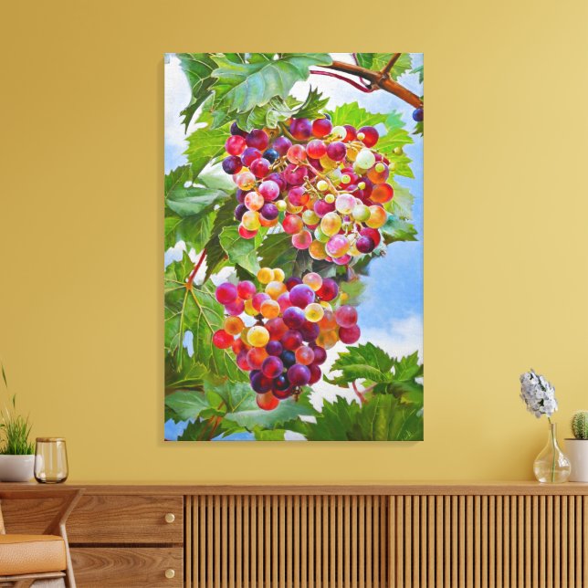 Toile Grapevine ensoleillée - Raisins colorés Peinture d (Insitu(Salon))