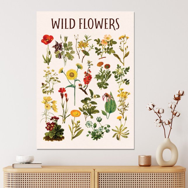 Toile Graphique de fleurs sauvages vintage (In situ)