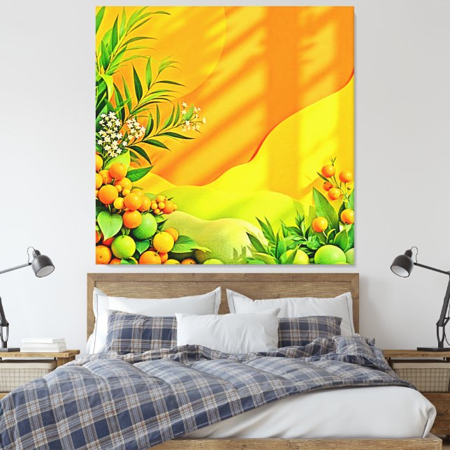 Toile Graphique Feuille et agrumes (Insitu(Chambre))