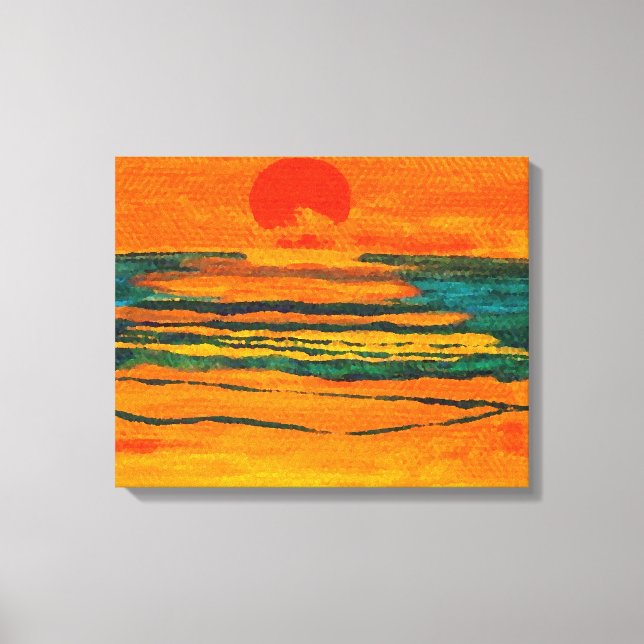 Toile Graphique Soleil Orange Océan Coucher de soleil Dé (Recto)