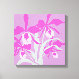 Toile Graphisme fleurs modernes violet imprimé aqua orch