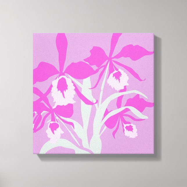 Toile Graphisme fleurs modernes violet imprimé aqua orch (Recto)