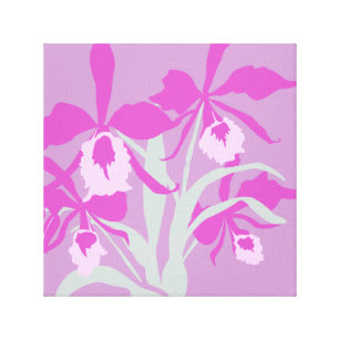 Toile Graphisme fleurs modernes violet imprimé aqua orch