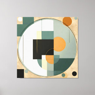 Toile Gras rétro : Cercles et rectangles Abstraits