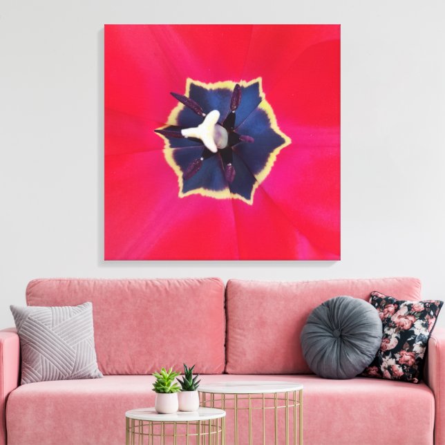 Toile Gras Rouge Tulip Fleur Macro Nature Photographie (Insitu(Salon))