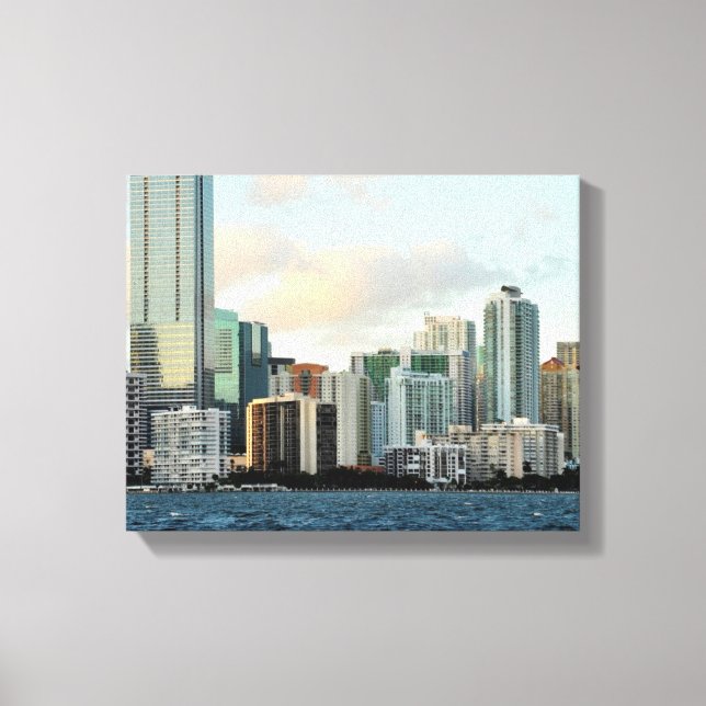 Toile gratte-ciel de Miami contre ciel dégagé (Recto)
