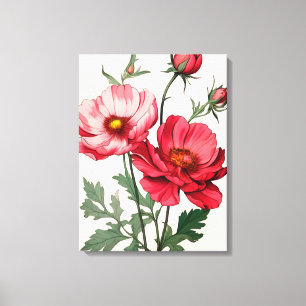 Toile Grattez Pépies roses et rouges Peinture