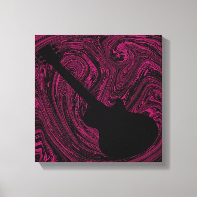 Toile Gravure de guitare Abstraite, Magenta (Recto)