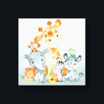 Toile Gray Mint Watercolor Cute<br><div class="desc">Cute gray mint watercolor safari animals with jungle leaves and fruits for kids or as gift for animals lovers. Makes a great venin ! Personalize with your own special text or color Matching items available in our store.</div>