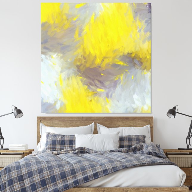 Toile Gray Yellow Abstract Brushstrokes (Insitu(Chambre))