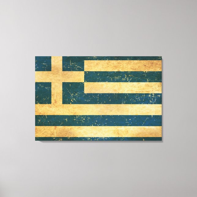 Toile Grèce Drapeau Vintage Grunge Design (Recto)