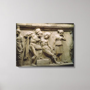 Toile Greek Sarcophagus with a Scene showing the Battle