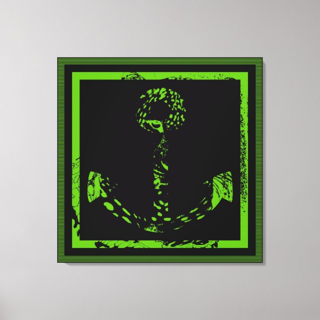 Toile Green Lime Ancre Art (Recto)