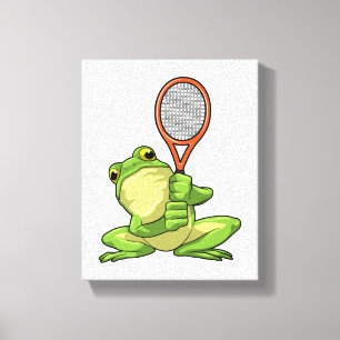 Toile Grenouille au tennis avec raquette de tennis
