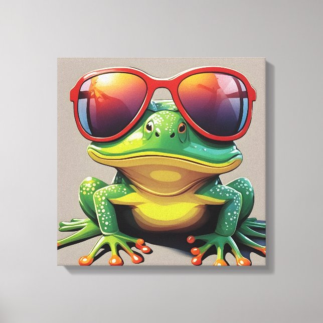 Toile Grenouille drôle avec lunettes de soleil (Recto)