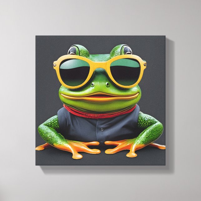 Toile Grenouille drôle avec lunettes de soleil (Recto)