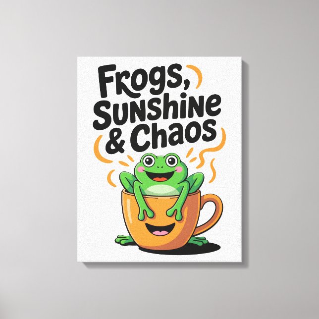 Toile Grenouilles, soleil et chaos - Cute Frog en Coffee (Recto)