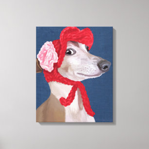 Toile Greyhound avec Casquette en laine rouge