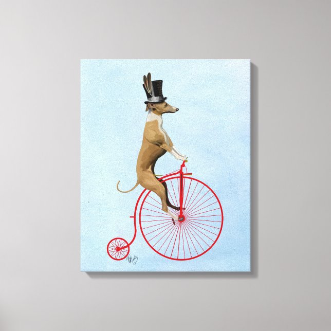 Toile Greyhound sur Red Penny Farthing Bike (Recto)