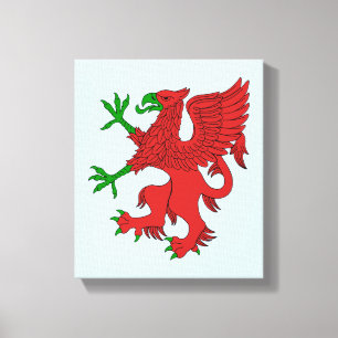 Toile Griffin en rouge et vert
