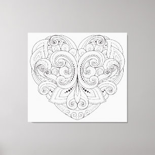 Toile Griffonnage abstrait 6 de coeur
