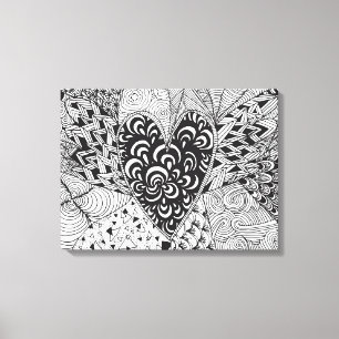 Toile Griffonnage inspiré 6 de coeur