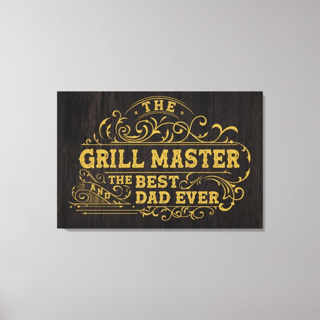 Toile Grill Master et meilleur papa jamais pères Noir (Recto)