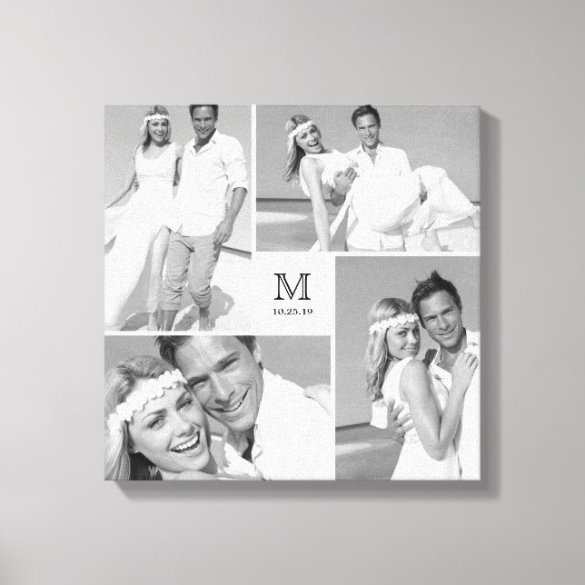 Toile Grille moderne blanche Monogramme Mariage 4 Photo  (Recto)