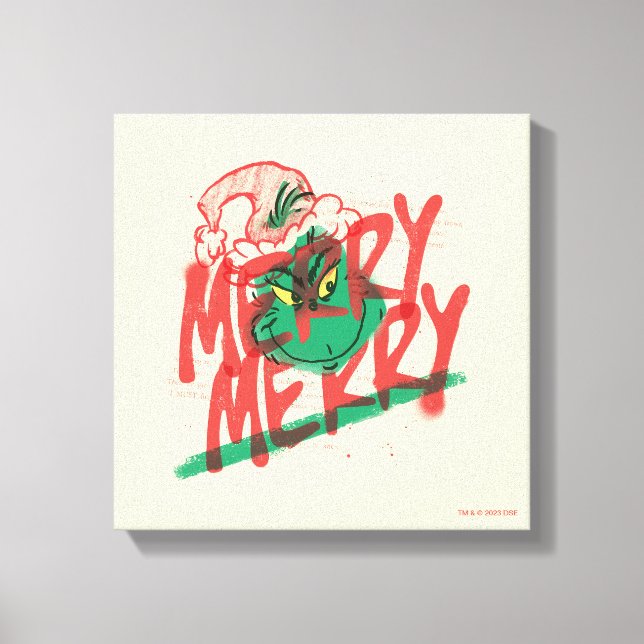 Toile Grinch | Grunge Graphique Joyeux Joyeux (Recto)
