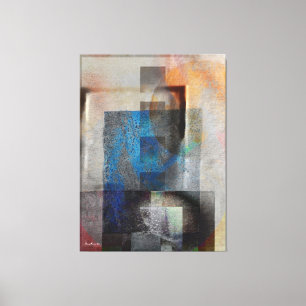 Toile Gris et bleu Géométrique Grunge industriel Art 6
