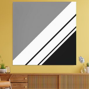 Toile Gris Noir Moderne Gris Blanc Diagonal Stripes De C