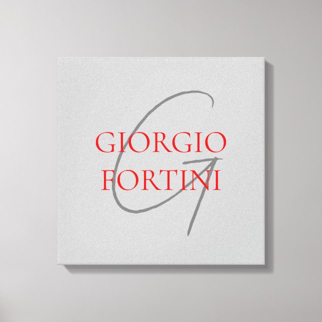 Toile Gris Rouge Monogramme Initiales Moderne (Recto)