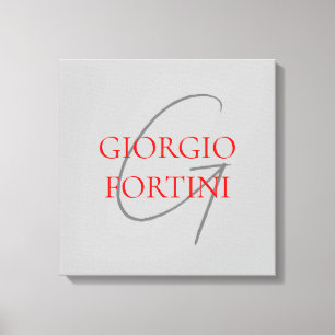 Toile Gris Rouge Votre nom Monogramme initial Moderne
