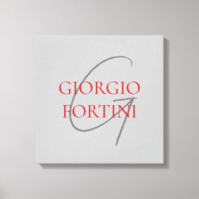 Toile Gris Rouge Votre nom Monogramme initial Moderne (Recto)