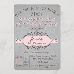 Toile grise élégante et invitation rose